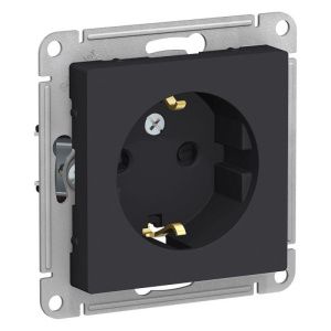 Розетка 1-м СП AtlasDesign 16А IP20 с заземл. защ. шторки механизм карбон SE ATN001045 ATN001045