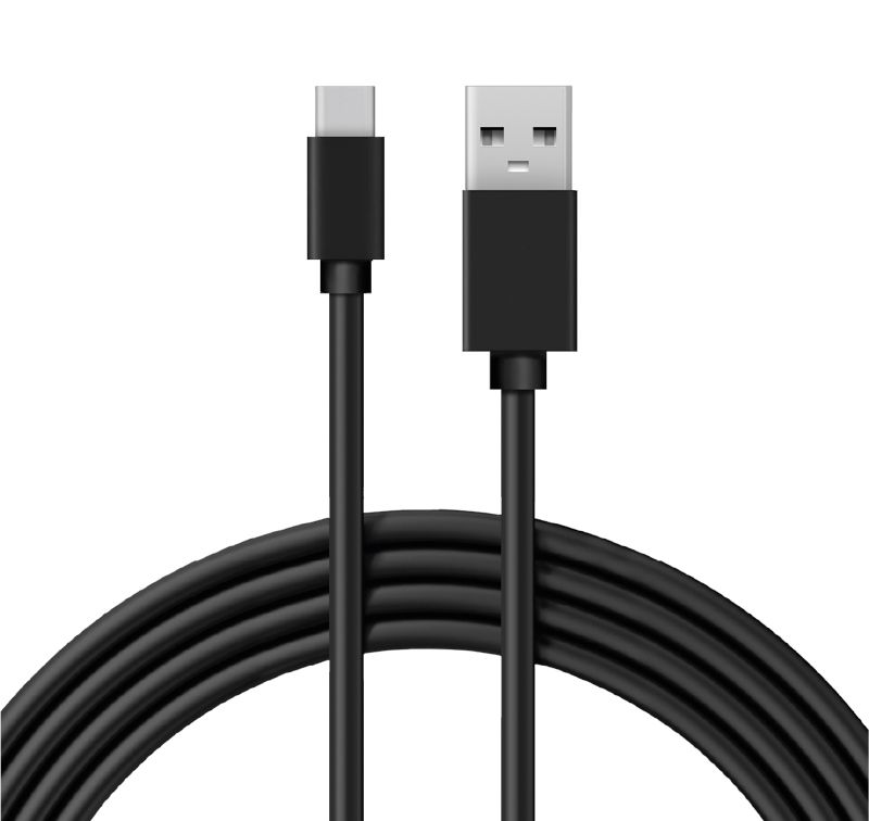 Кабель USB-A – Type-C, 2,4A, 1м, ПВХ, черный, плоский REXANT
