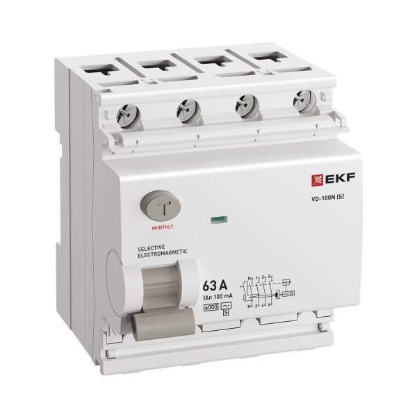 ВДТ ВД-100N (S) 4P 63А 100мА AC эл-мех 6кА PROXIMA EKF - Фото 3
