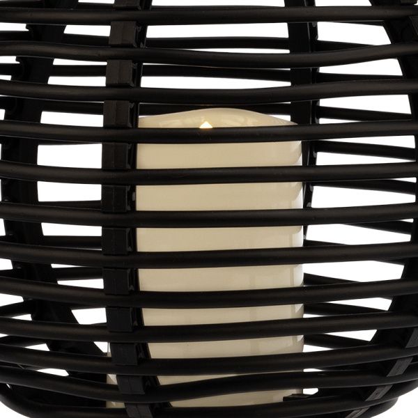 Декоративный фонарь на солнечной батарее 20х20х22 см, черный плетеный корпус, теплый белый цвет свечения NEON-NIGHT - Фото 6