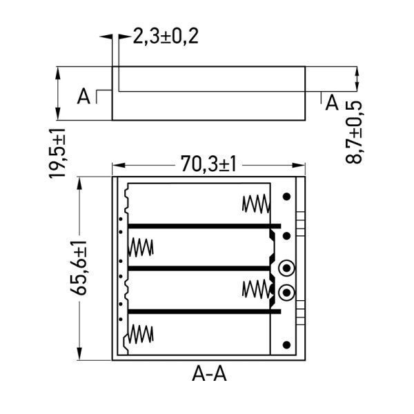 Отсек батарейный BH640, 4хАА (с проводами, закрытый), 1 штука - Фото 3
