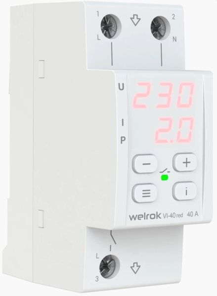 Реле напряжения с контролем тока welrok VI-40 red