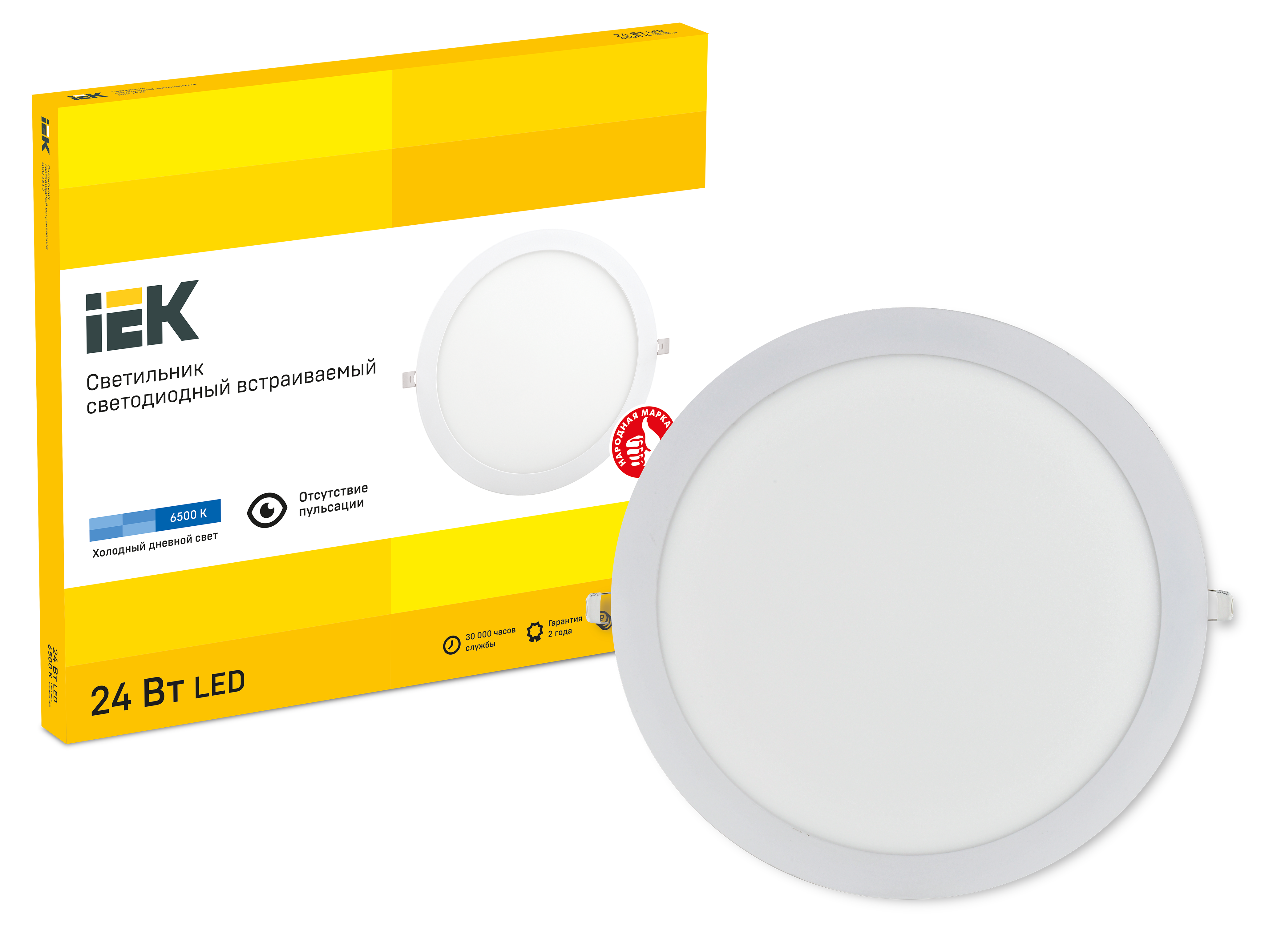 Светильник ДВО 1610 белый, круг LED 24Вт 6500 IP20 IEK - Фото 2
