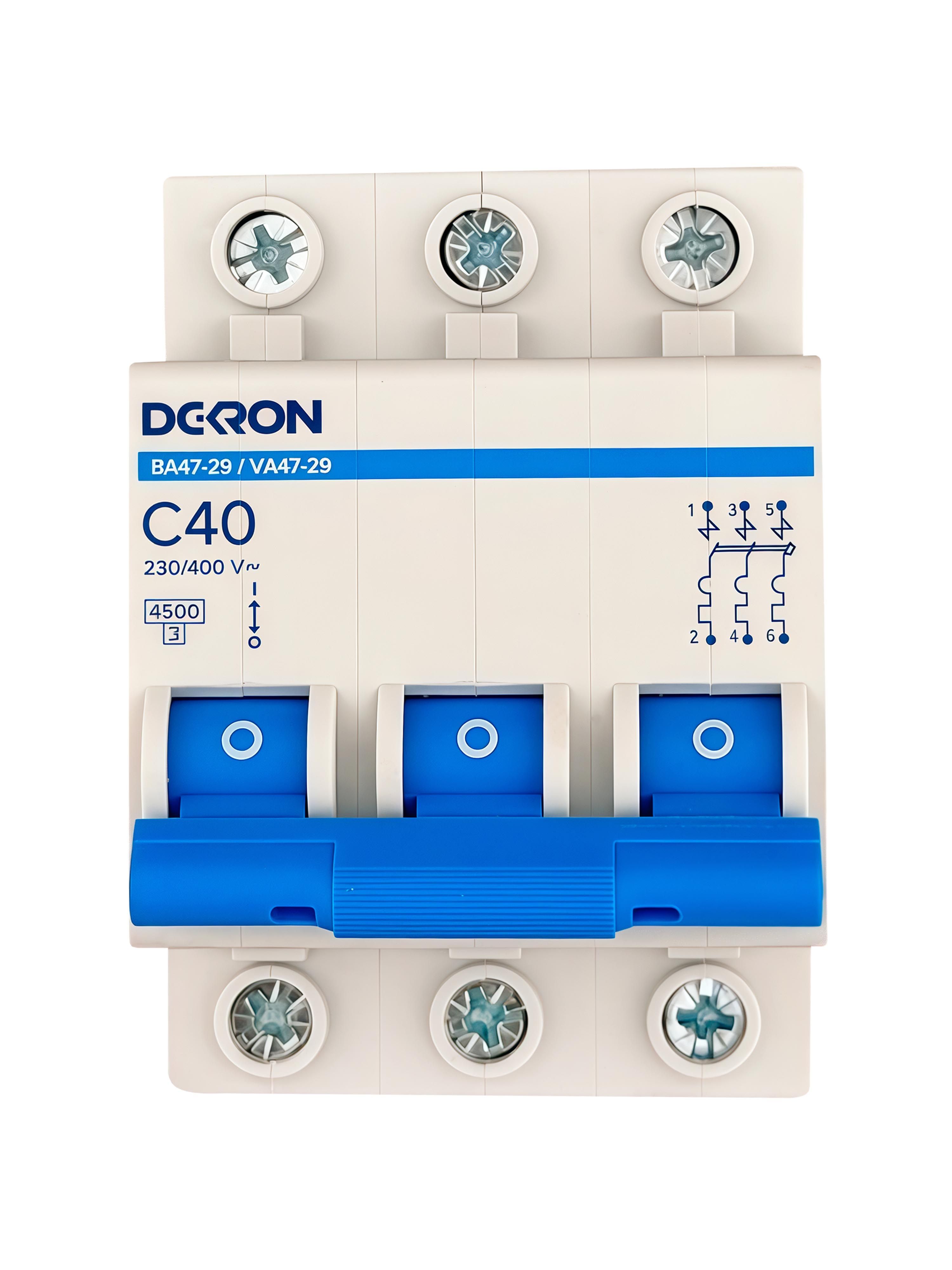 Автоматический выключатель ВА47-29 3P С40A 4,5кА mcb29-3-C40-dek