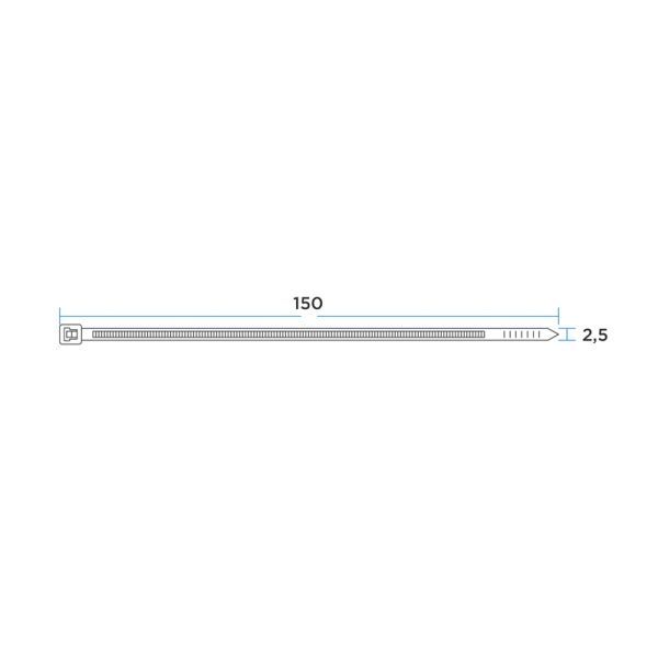 Стяжка кабельная нейлоновая 150x2,5мм, серая (100 шт/уп) REXANT - Фото 2