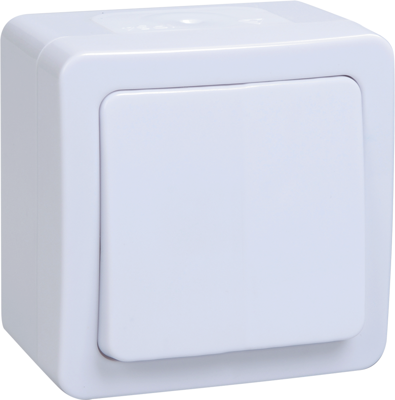 Выключатель 1-клавишный для открытой установки ВС20-1-0-ГПБ IP54 ГЕРМЕС PLUS (цвет клавиши: белый) IEK EVMP10-K01-10-54-EC