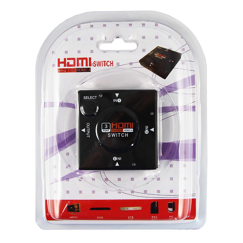 Переключатель гнездо HDMI на 3 гнезда HDMI, без питания, пластик REXANT - Фото 2