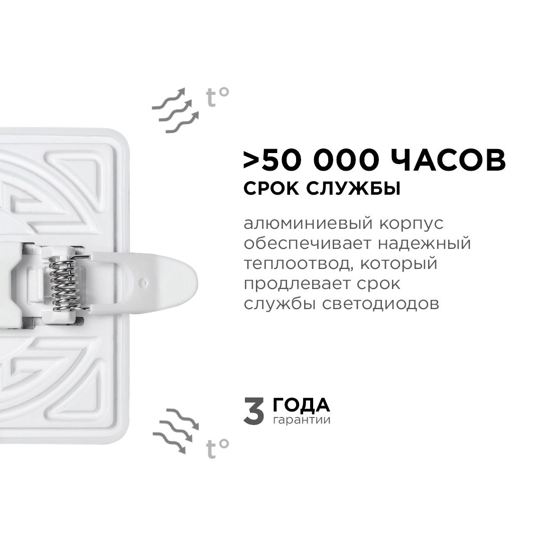Панель светодиодная встраиваемая безрамочная FLP, 9Вт (6Вт+3Вт), 230В/50Гц, 770лм, 6500К, IP20, 90х9 - Фото 9