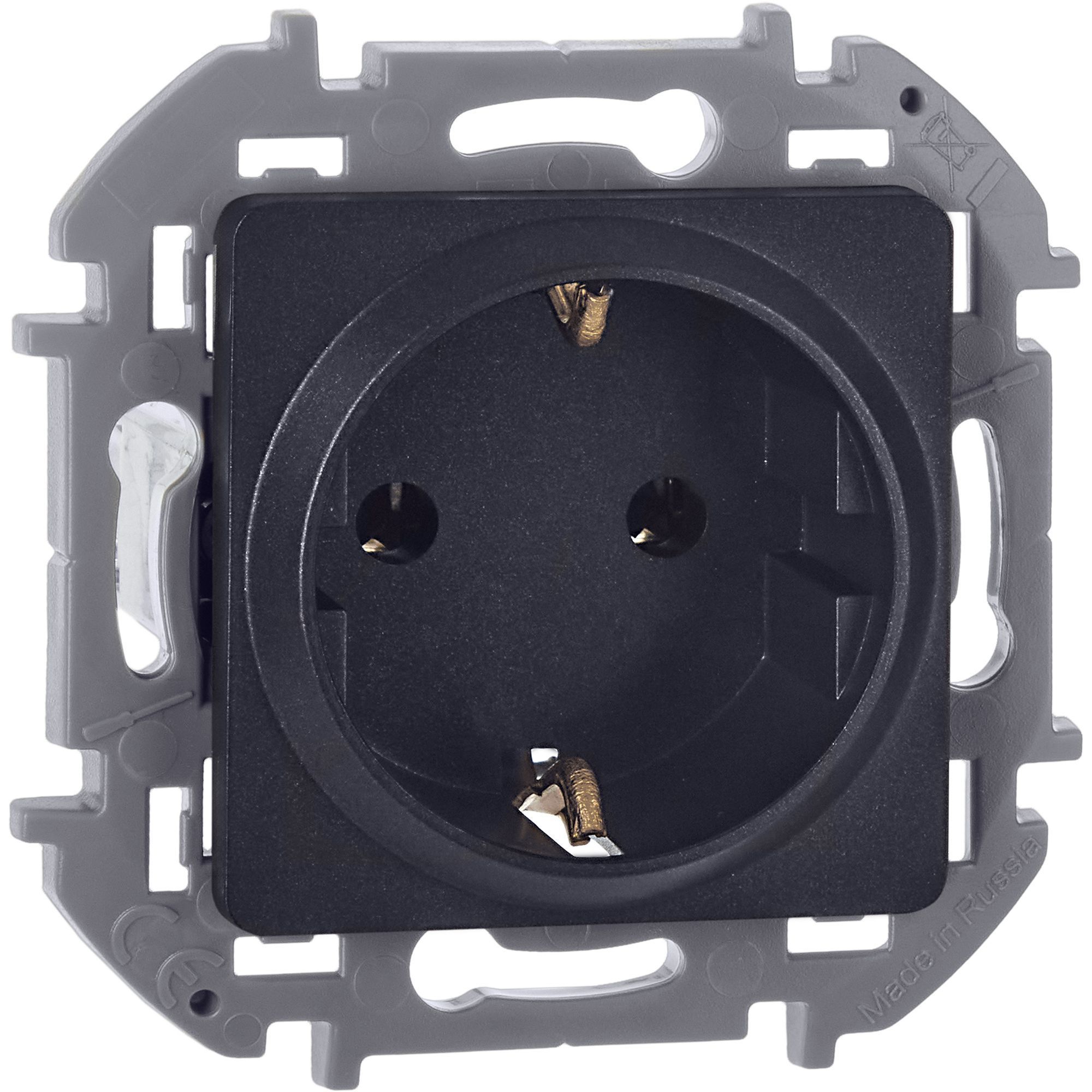 INSPIRIA Розетка 1-местная с заземлением без защитных шторок 16А антрацит 673723