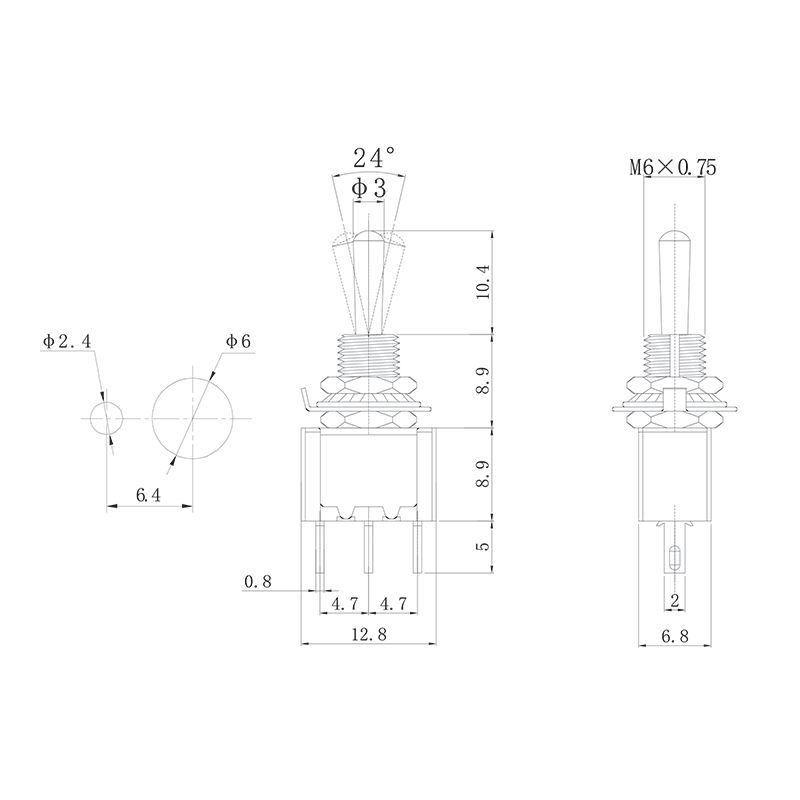 Тумблер 250V 3А (3c) ON-ON однополюсный  Micro  (MTS-102)  REXANT - Фото 2