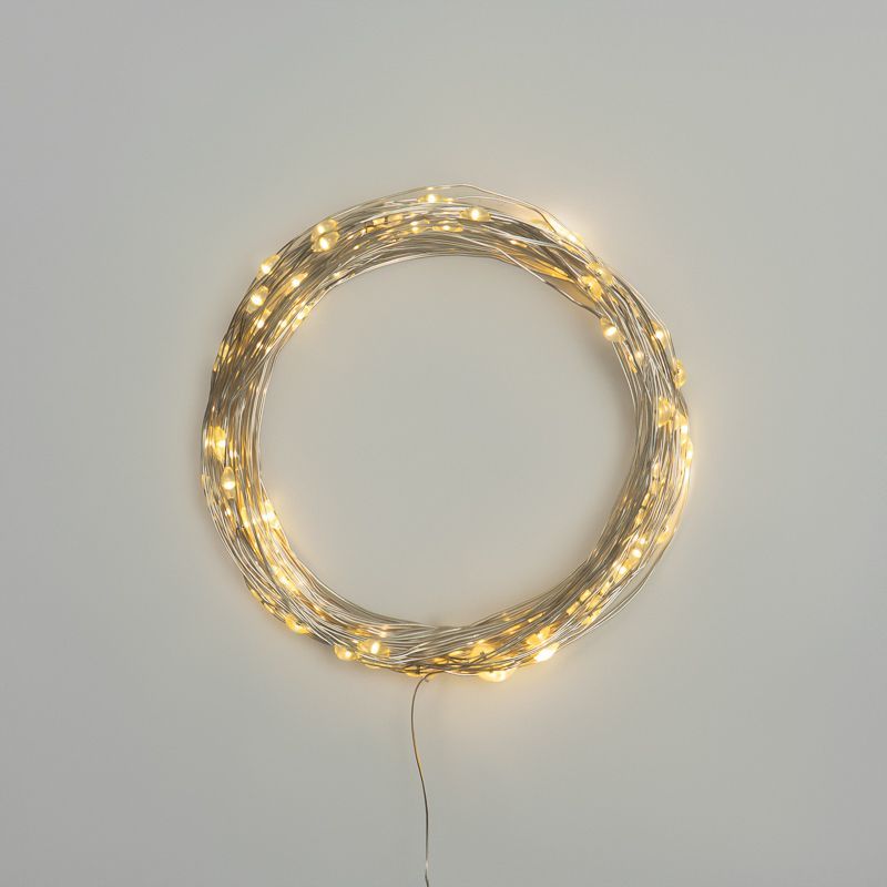 Гирлянда Роса 10м, 100LED, теплый белый, IP44, на батарейках 3хАА, с пультом 8 режимов NEON-NIGHT 303-256