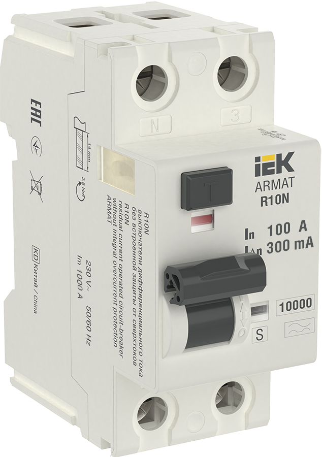 ARMAT Выключатель дифференциального тока R10N 2P 100А 300мА тип A-S IEK