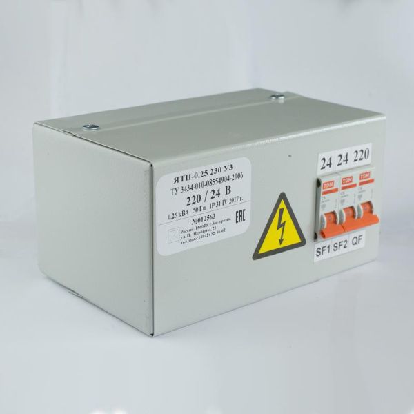 Ящик с понижающим трансформатором ЯТП 0.25 220/24В (3 авт. выкл.) IP31 DEKRON - Фото 3