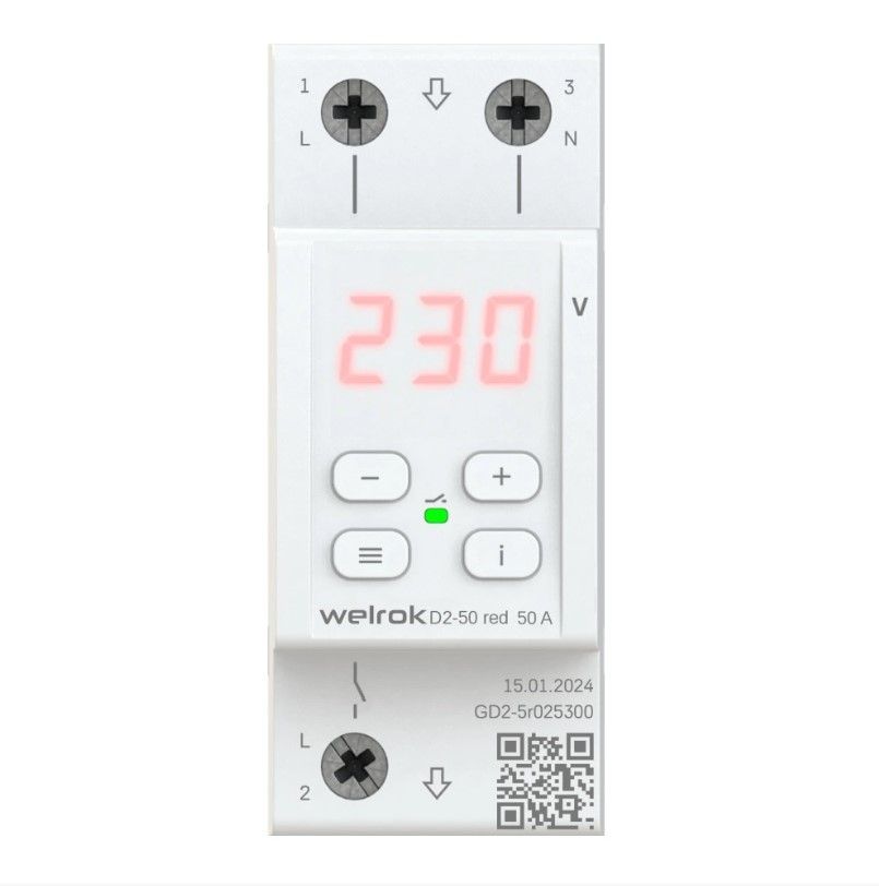 Реле напряжения Welrok D2-50 red