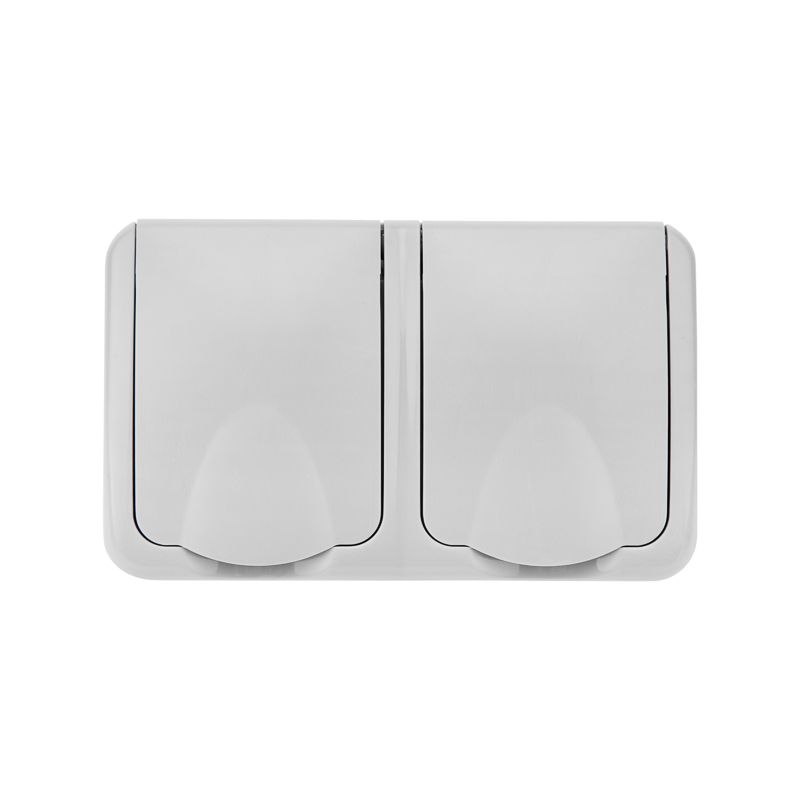 Блок горизонтальный 2 розетки (керамика) Mini OG IP54 с/з, о/у, серый KRANZ - Фото 4