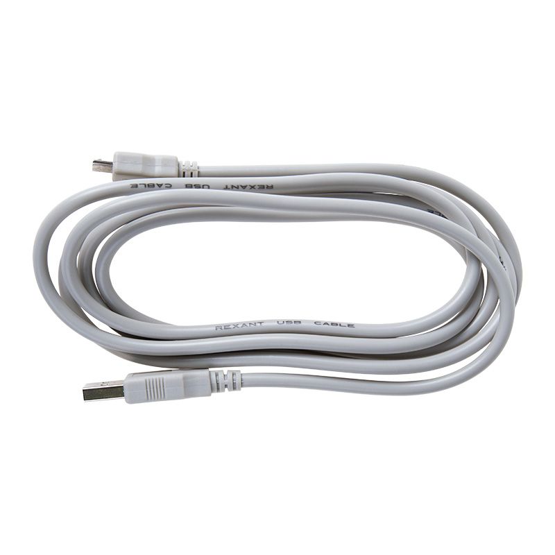 Кабель шт. USB-A – гн. USB-A, 2,4А, 1,8м, ПВХ, серый REXANT - Фото 2