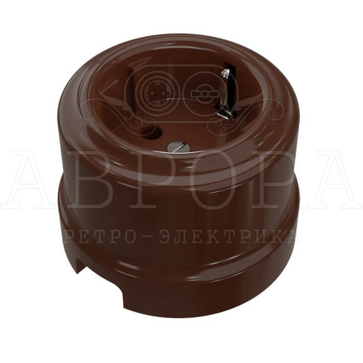 Розетка ретро с заземляющим контактом, цвет - коричневый GE70302-04