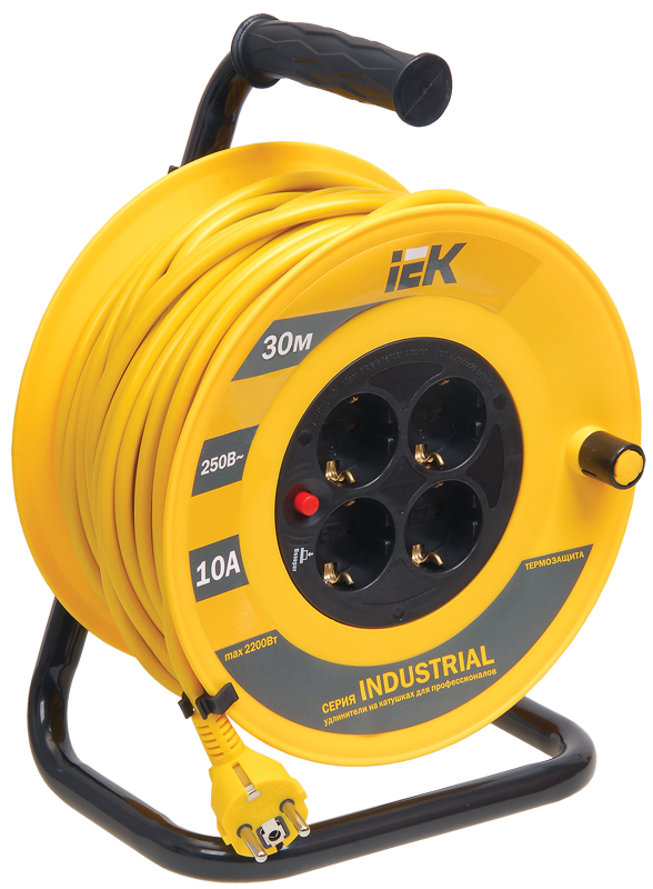 Катушка УК30 4 места с заземлением с термозащитой 3х1,0мм2 "Industrial" 30м IEK
