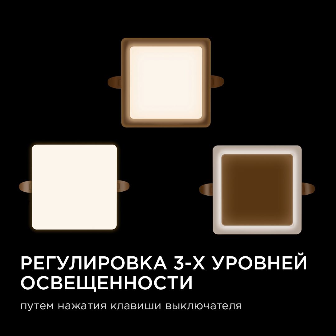 Панель светодиодная встраиваемая безрамочная FLP, 16Вт (12Вт+4Вт), 230В/50Гц, 1360лм, 4000К, IP20, 1 - Фото 5