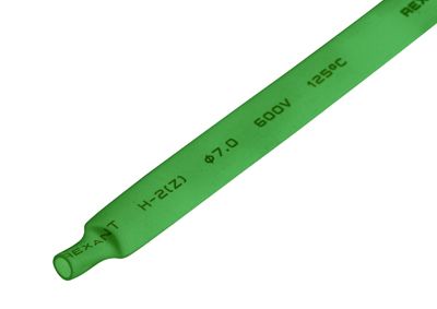 Трубка термоусаживаемая ТУТ нг 7,0/3,5мм, зеленая, упаковка 50 шт. по 1м REXANT