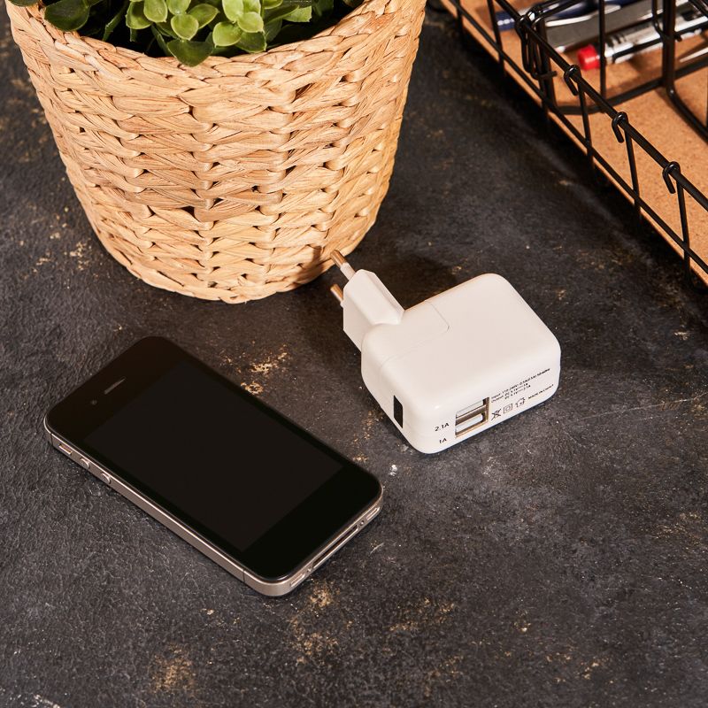 Сетевое зарядное устройство 2xUSB,  переходник+адаптер (СЗУ) (5 V, 2100 mA+1000 mA) REXANT - Фото 2