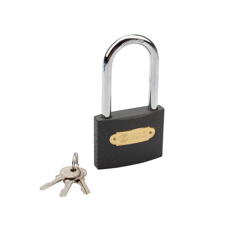 Замок навесной серия «Чугун» 75 мм длинная дужка ЧЕТЫРЕ СЕЗОНА 79-0027