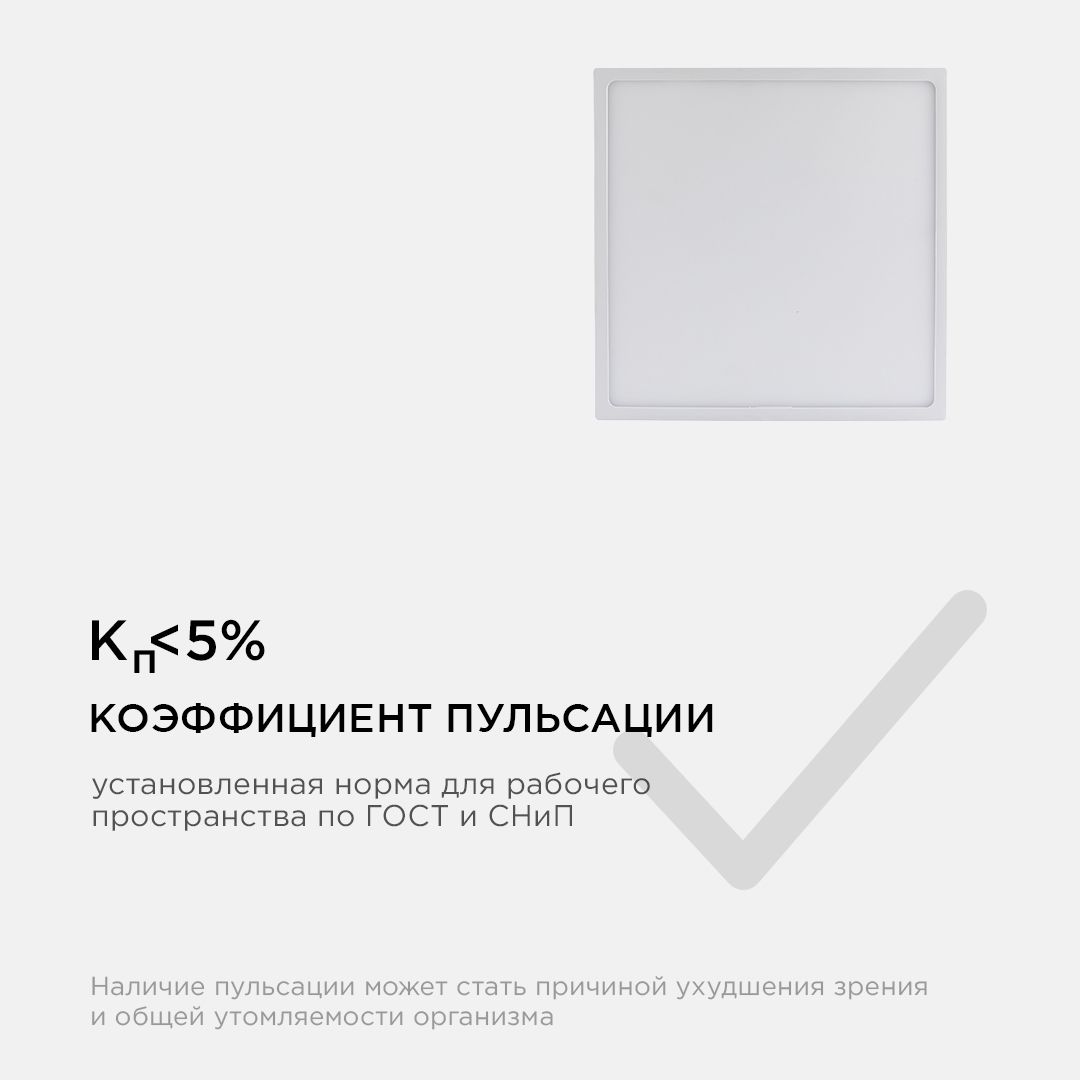 Панель светодиодная накладная квадратная 24Вт, 1920Лм, 220х220мм, 4500К, Apeyron - Фото 11