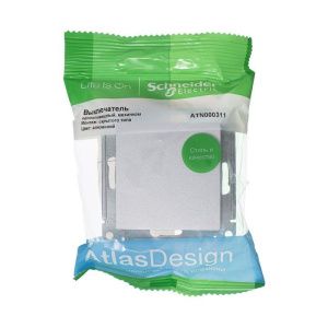 Выключатель 1-кл. СП AtlasDesign 10А IP20 (сх. 1) 10AX механизм алюм. SE ATN000311 ATN000311
