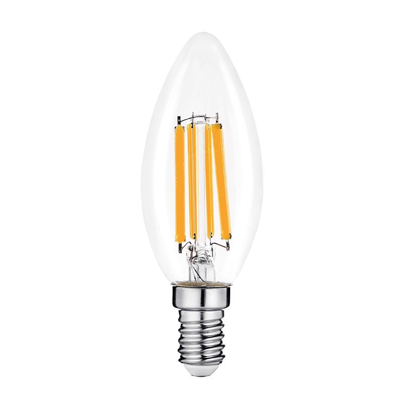 Светодиодная лампа WOLTA Filament, AC 220-240В, 50/60 Гц, прозрачное стекло, "Свеча", C35, E14, 15 Вт, 1200 лм, 3000 К, 1/10/100