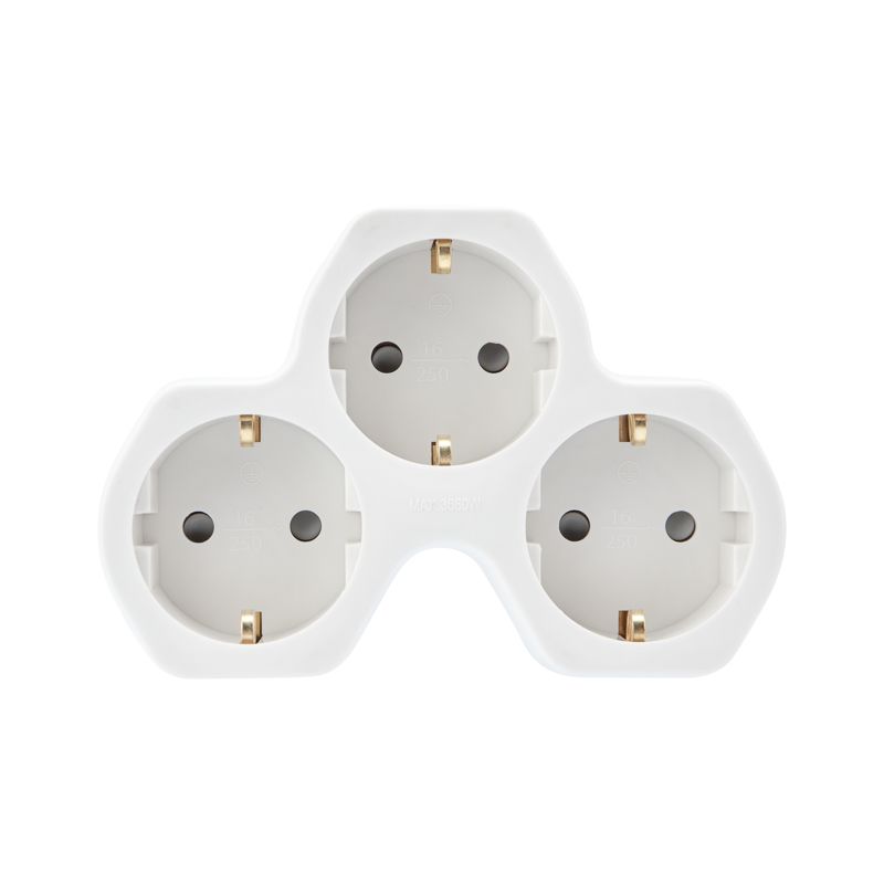 Тройник электрический 16А с/з с защитными шторками, белый REXANT - Фото 4