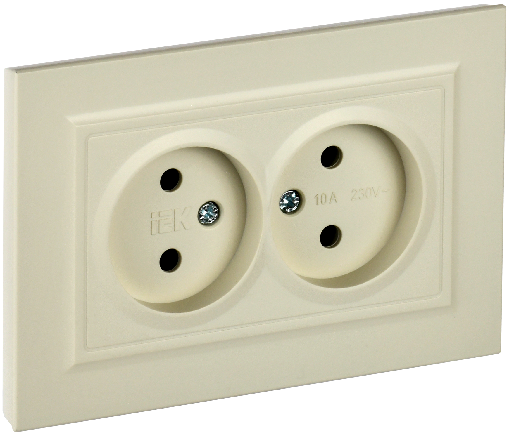 BRITE Розетка 2-местная без заземления без защитных шторок 10А в сборе РС12-2-БрКр бежевый IEK BR-R20-10-K10-F