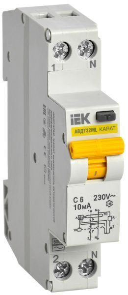 Выключатель автоматический дифференциального тока АВДТ32МL C6 10мА KARAT IEK MVD12-1-006-C-010