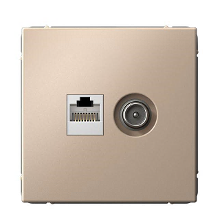 Розетка компьютерная + телевизионная 2-м ArtGallery RJ45 + TV кат.5E песочн. SE GAL001289