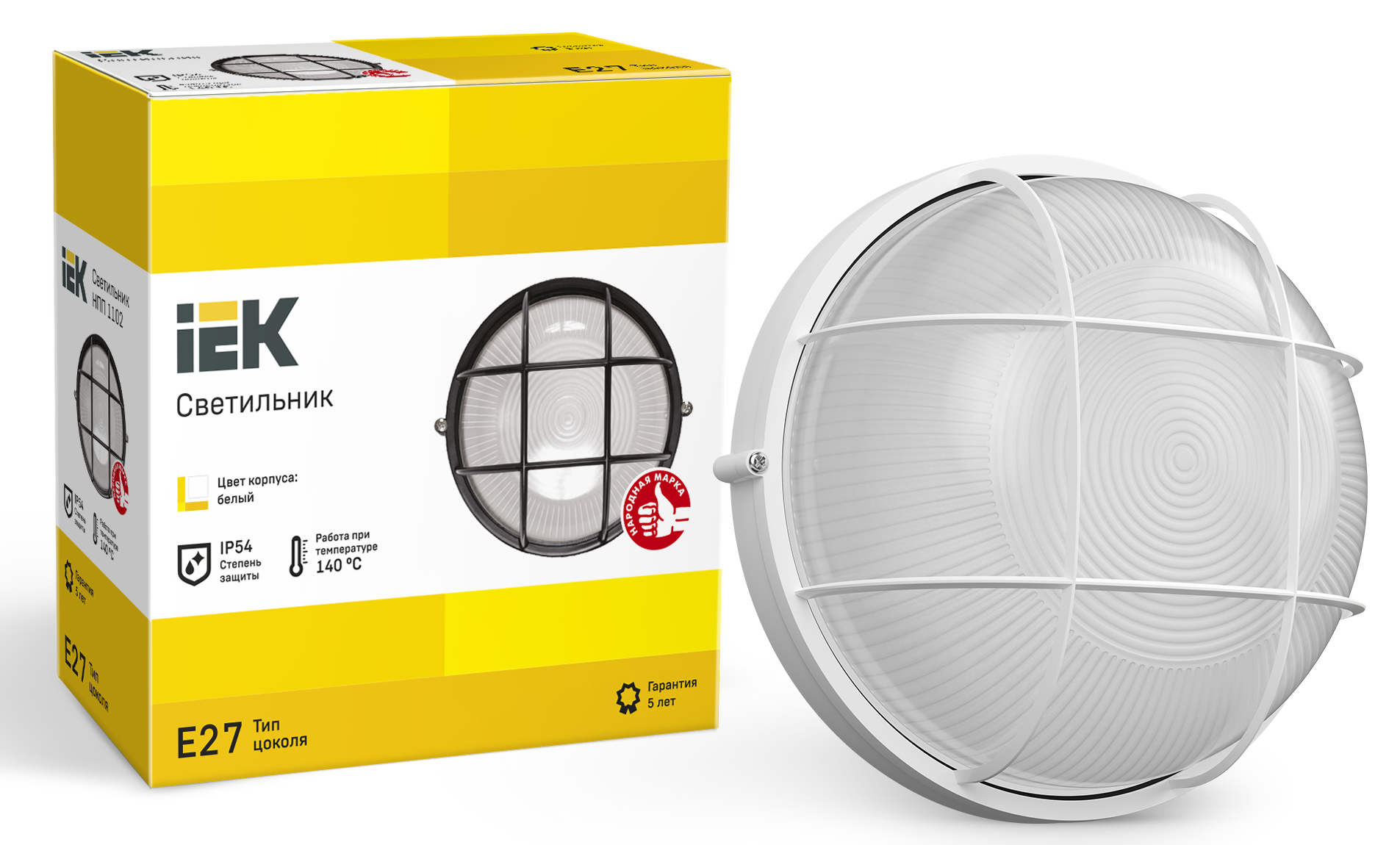 Светильник НПП1102 круг с решеткой 100Вт IP54 черный IEK - Фото 3