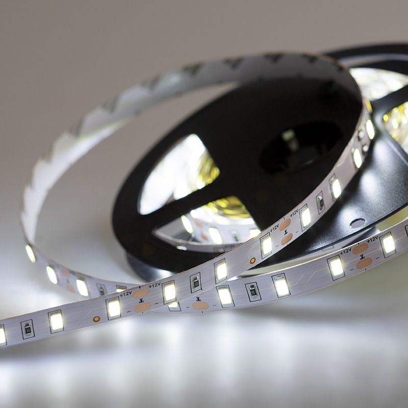 LED лента 12 В, 12 мм, IP23, SMD 5730, 60 LED/m, 12 V, цвет свечения белый (6000 K)