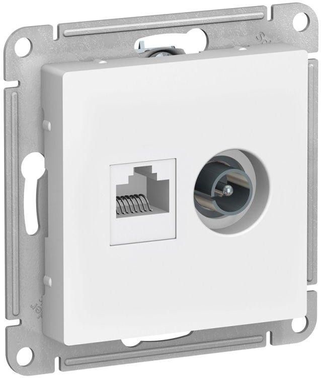 Розетка компьютерная + телевизионная 2-м AtlasDesign RJ45 кат.5E + TV механизм бел. SE ATN000189