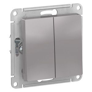 Выключатель 2-кл. СП AtlasDesign 10А IP20 (сх. 5) 10AX механизм алюм. SE ATN000351 ATN000351