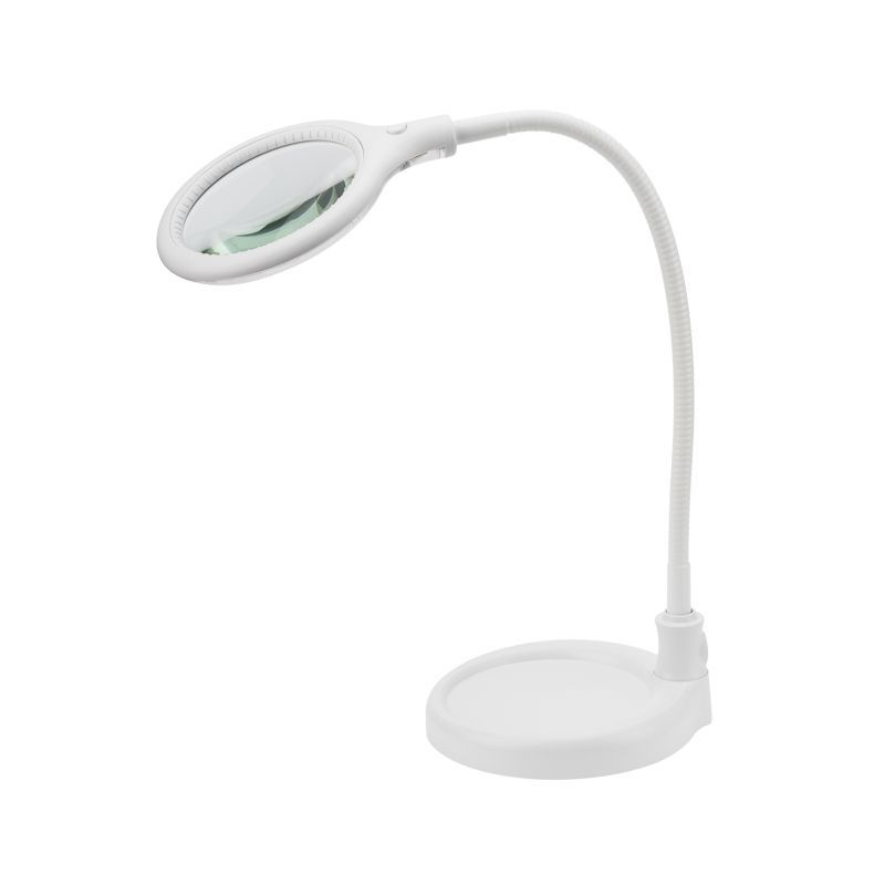 Лупа настольная 3D с подсветкой 30 SMD LED, подставка+прищепка, ø95мм, белая REXANT 31-0247