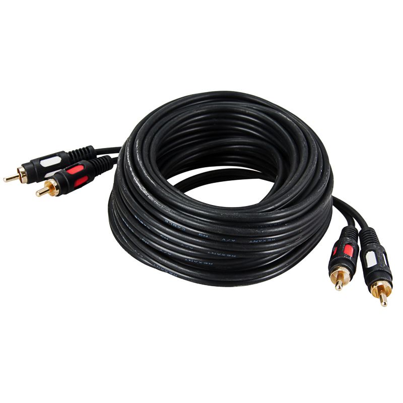 Шнур 2 RCA - 2 RCA, 3м, черный, Gold REXANT - Фото 2