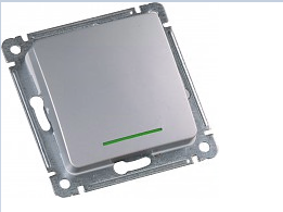 MASTER серебро Выключатель 1-кл. с подсветкой ВС10-412-06 