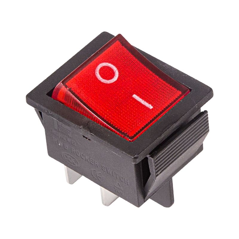 Выключатель клавишный 250V 16А (4с) ON-OFF красный  с подсветкой (RWB-502, SC-767, IRS-201-1)  REXANT Индивидуальная упаковка 1 шт