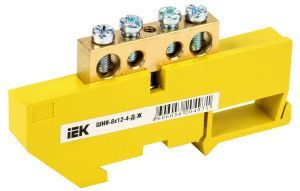 Шина PE "земля" на DIN-изол ШНИ-8х12-4-Д-Ж IEK YNN10-812-4D-K05