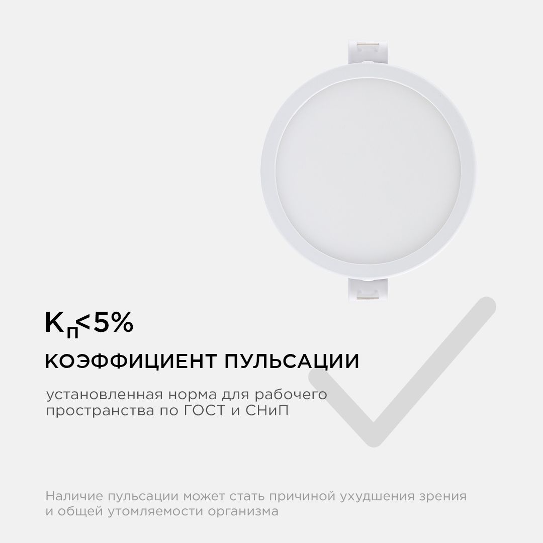 Панель светодиодная встраиваемая круглая 7Вт, 560Лм, Ф95/75мм, 6500К, Apeyron - Фото 11