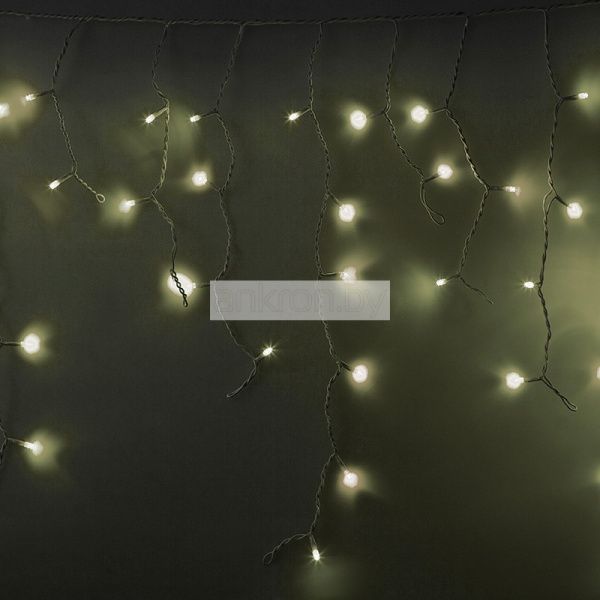 Гирлянда светодиодная Бахрома (Айсикл), 5,6x0,9м, 240 LED ТЕПЛЫЙ БЕЛЫЙ, белый КАУЧУК 3,3мм, IP67, эф