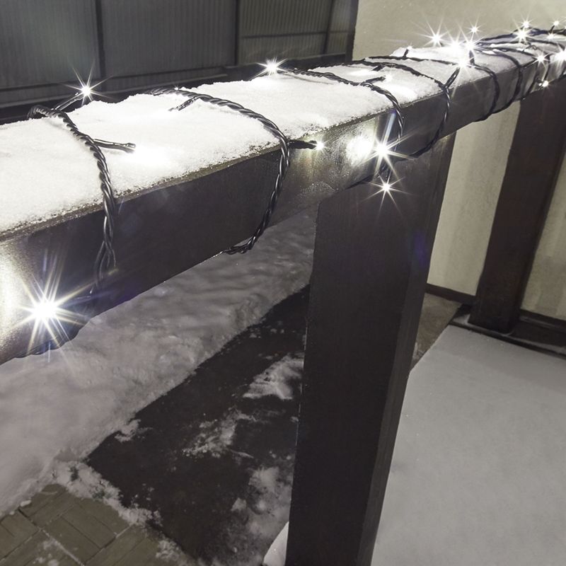 Гирлянда Нить управляемая 10м 100 LED ТЕПЛЫЙ БЕЛЫЙ черный ПВХ IP65 свечение с динамикой 230В нужен контроллер 217-204 NEON-NIGHT - Фото 3