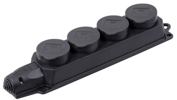 Розетка (колодка) 4-местная РБ34-1-0м с защитными крышками IP44 ОМЕГА каучук IEK PKR64-016-2-K02