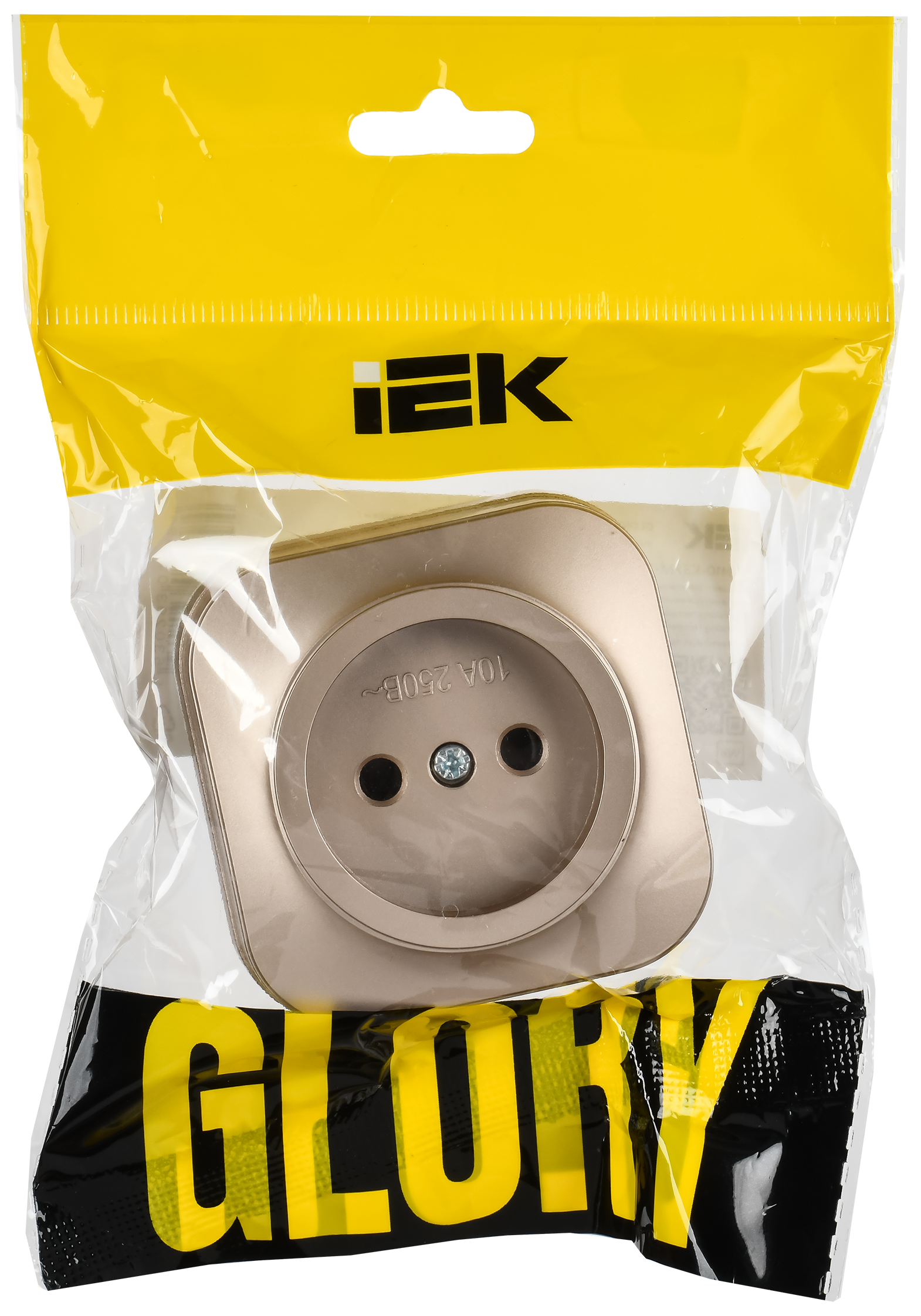 GLORY Розетка 1-местная для открытой установки без заземления без защитных шторок 10А РС20-2-ХШм шампань матовый IEK - Фото 2