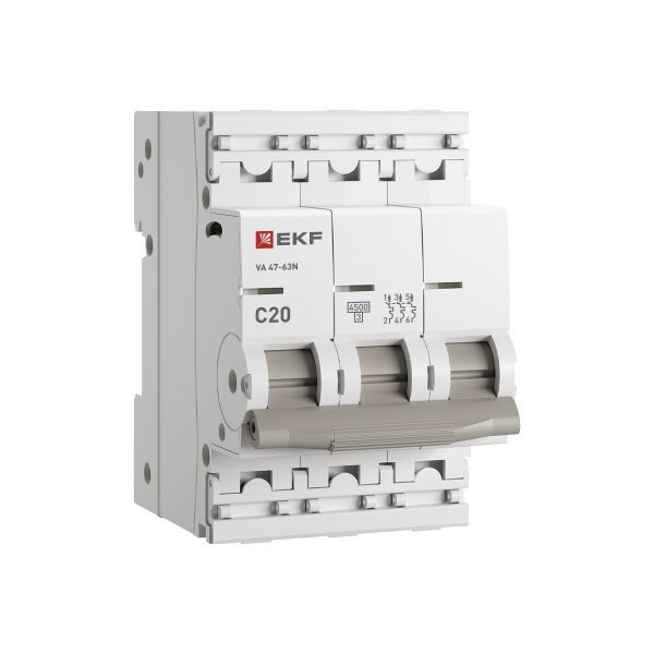 Авт. выкл. 3P 20А (C) 4,5kA ВА 47-63N PROxima EKF M634320C