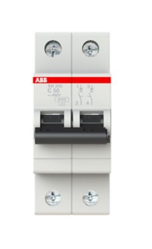 Автоматический выключатель SH202-C50, 2P, 50А, хар-ка C, 6kA 2CDS212001R0504