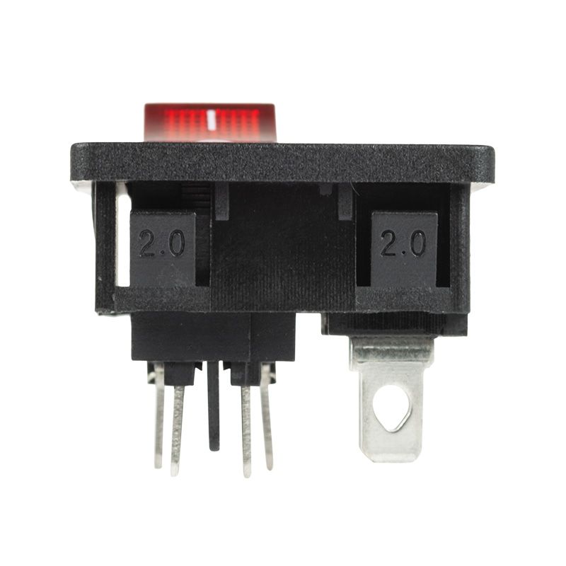Выключатель клавишный 250 V 6 А (4с) ON-OFF красный с подсветкой и штекером C8 2PIN  REXANT для управления электросетью - Фото 3